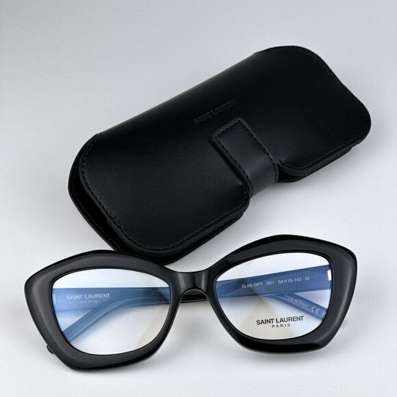 NEW Saint Laurent SL68OPT 001 Black Cat Eye Women Eyeglasses - Picture 5 of 15